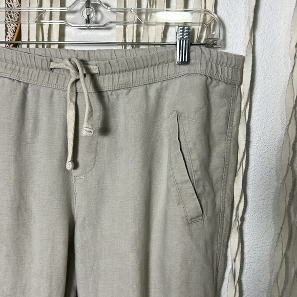 James Perse Tan Linen Soft Drape Pant Pull On with Pockets Size 3/L - Picture 3 of 13